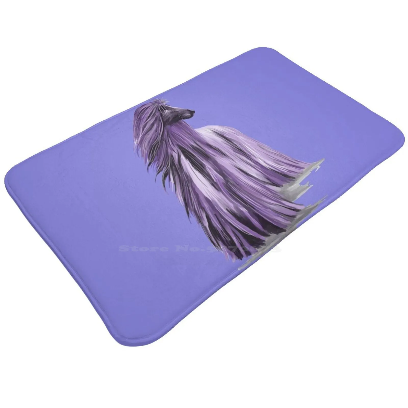 Afghan Hound In Shades Of Purple , Blue Background Soft Cushion Car Home Carpet Door Mat Glen Creations Afghan Hound Tazi Sight