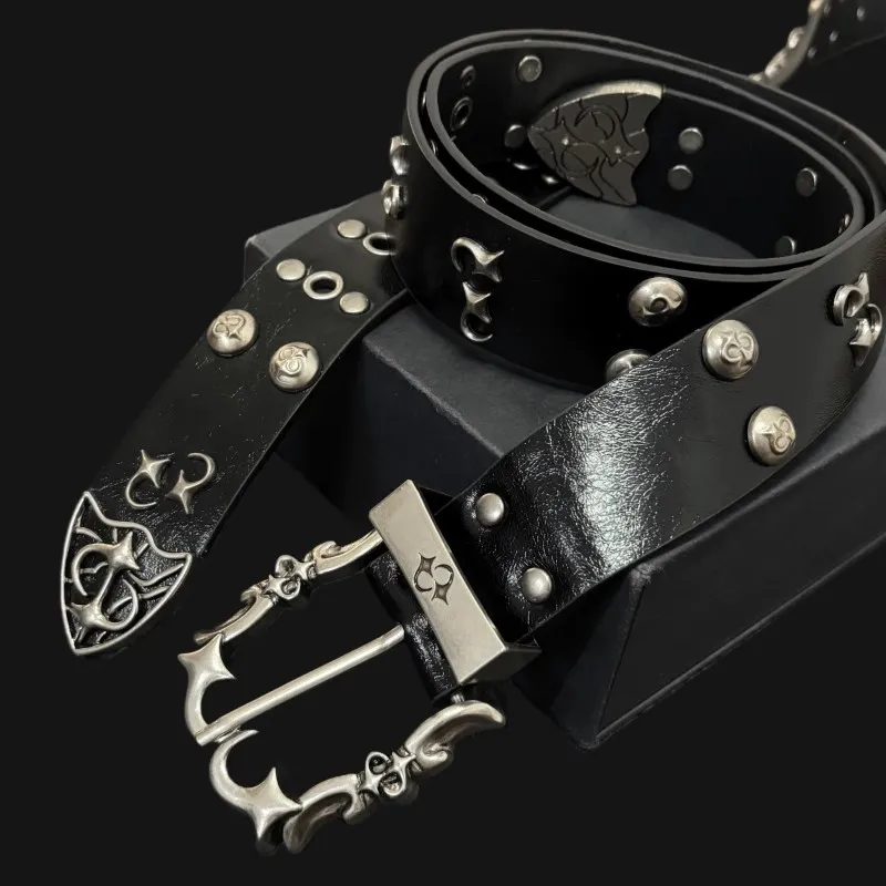 Corsetto in pelle con rivetti vintage da donna Cappotto con fascia da smoking femminile Cintura larga decration J1702