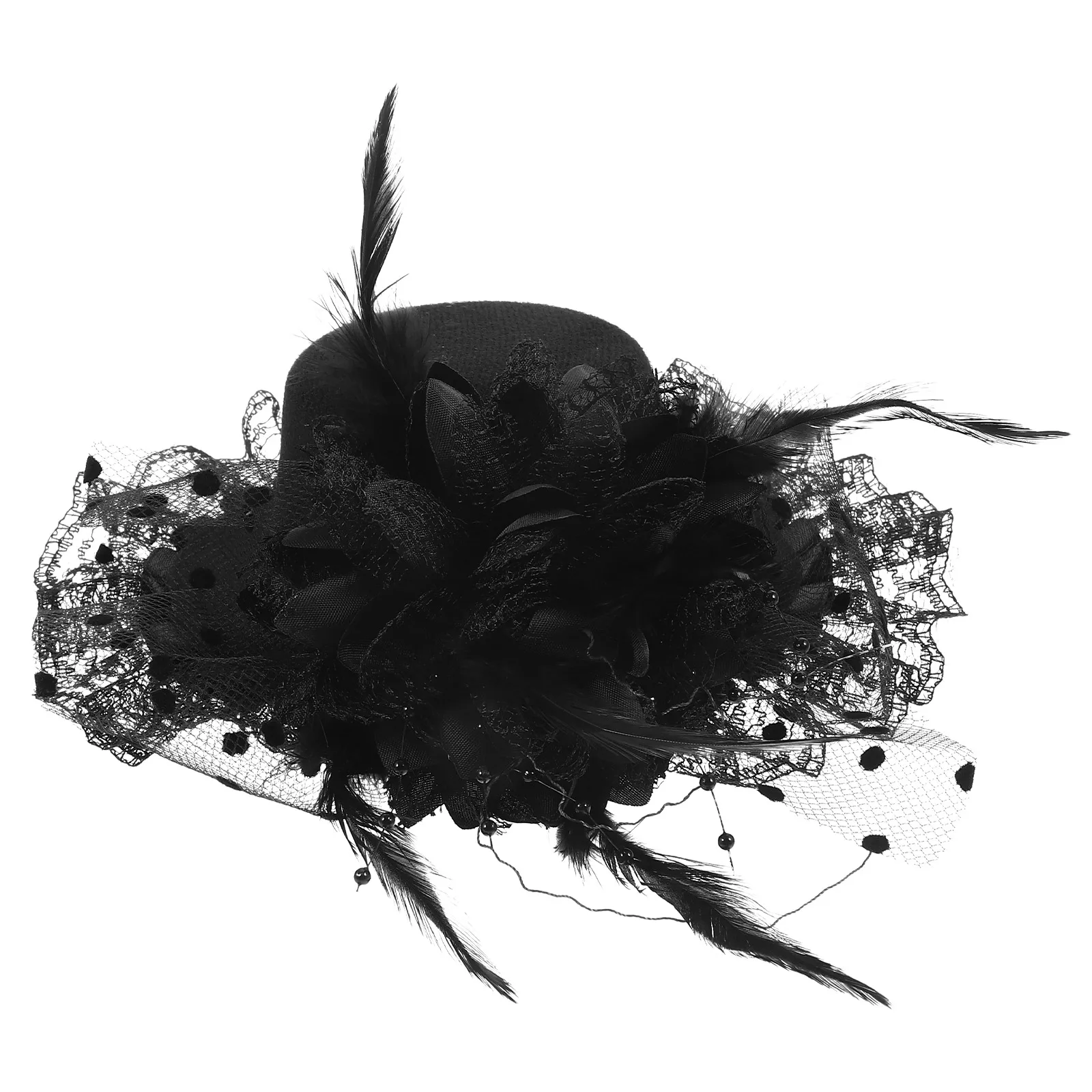 

Small Hats Black Fascinator Mini Hat Women Performance Headgear Tiny Tea Party Hat Hair Stage Props Accessories