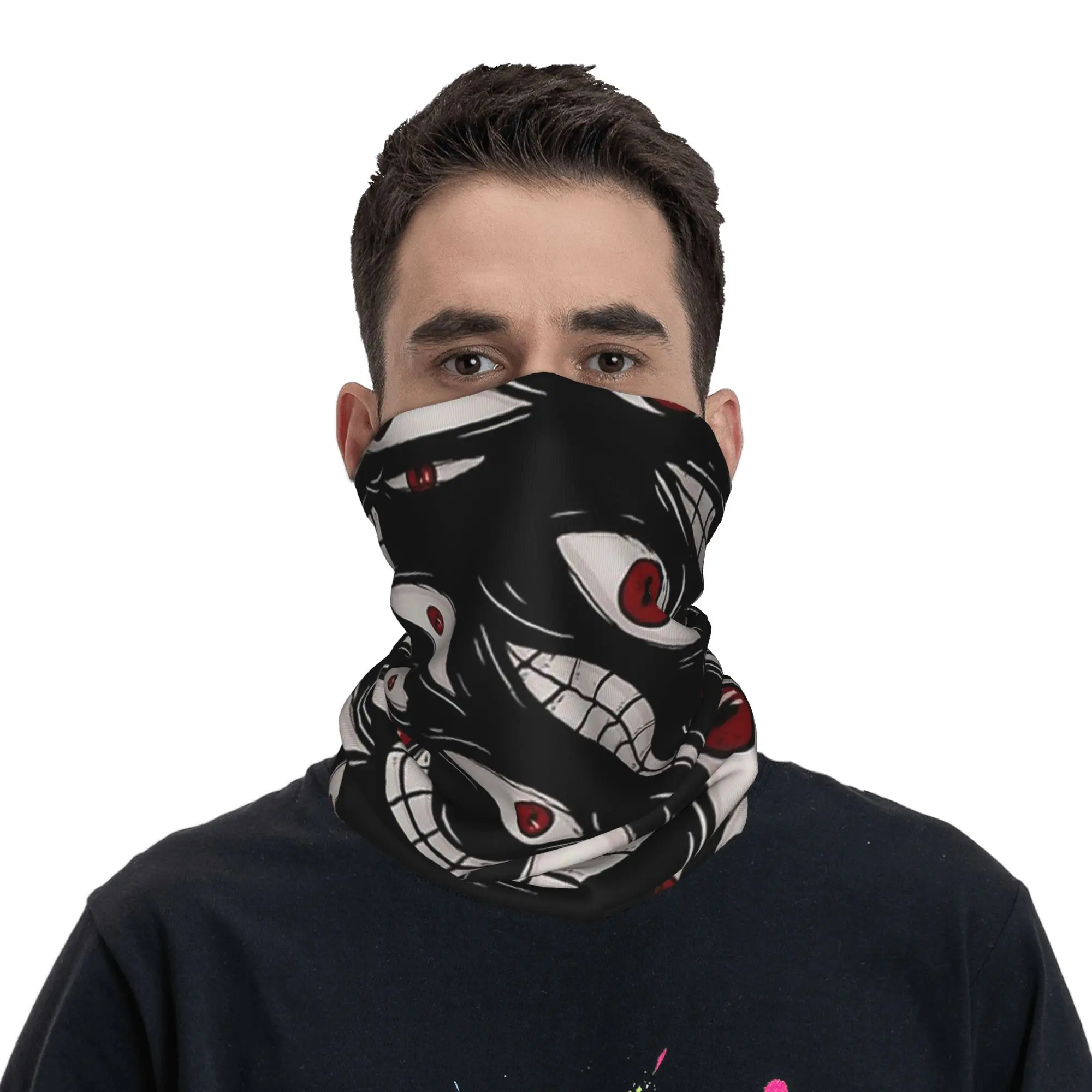 Dark Mysterious Eye Print Bandana Neck Gaiter Printed Magic Scarf Multifunction Headwear Hiking Fishing For Men Women Washable