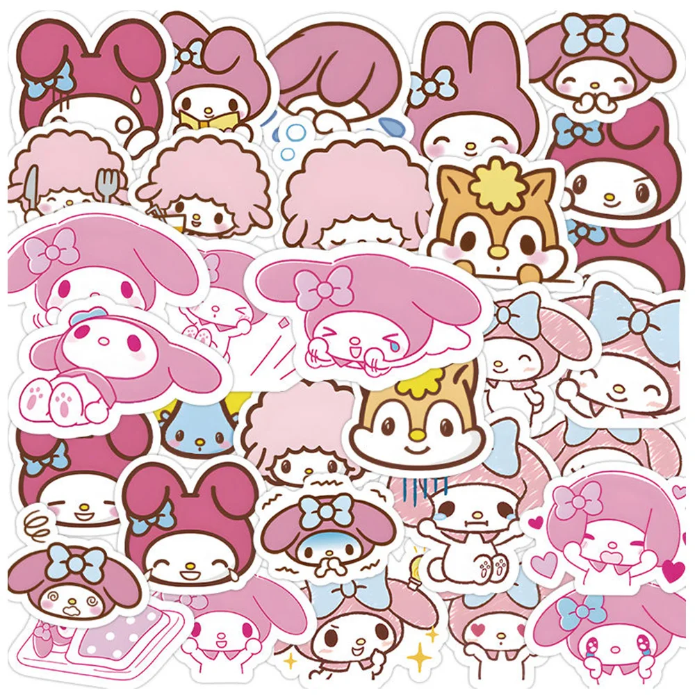 Pegatinas de dibujos animados Kawaii My Melody para niños, calcomanías rosas bonitas para portátil, álbum de recortes, teléfono, diario, papelería, juguete, 10/30/60/120 piezas