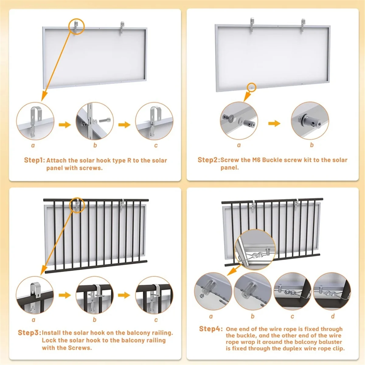 Solar Panel Balcony Hook 304 Stainless Steel Photovoltaic Panel Mounting Bracket Balcony Fence Solar Module Bracket