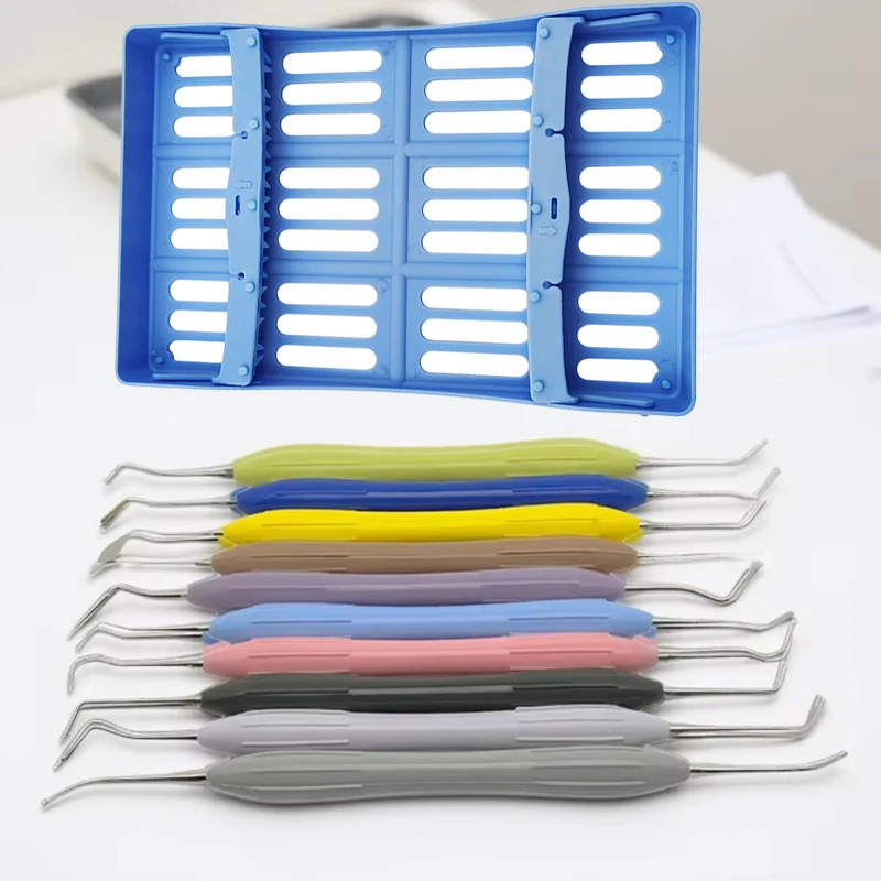 

7/10Pcs Dental Composite Resin Filler Filling Spatula Kit Aesthetic Repair Set Silicone Non-Slip Handle with Sterilization Box