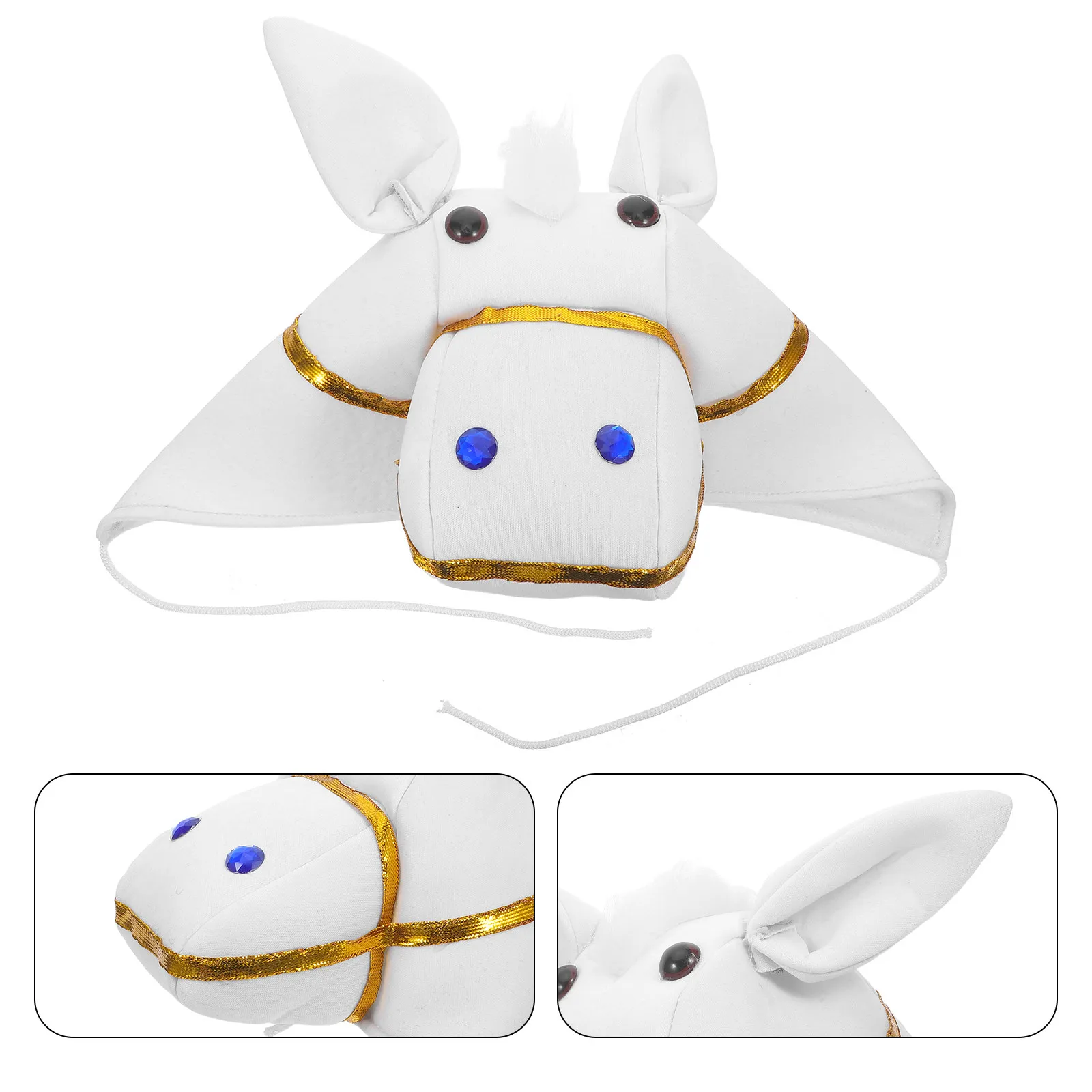 

White Horse Head Hat Halloween Costume Headwear Cartoon Animal Cosplay Farm Animal Party Supplies Photo Booth Prop Dress Up