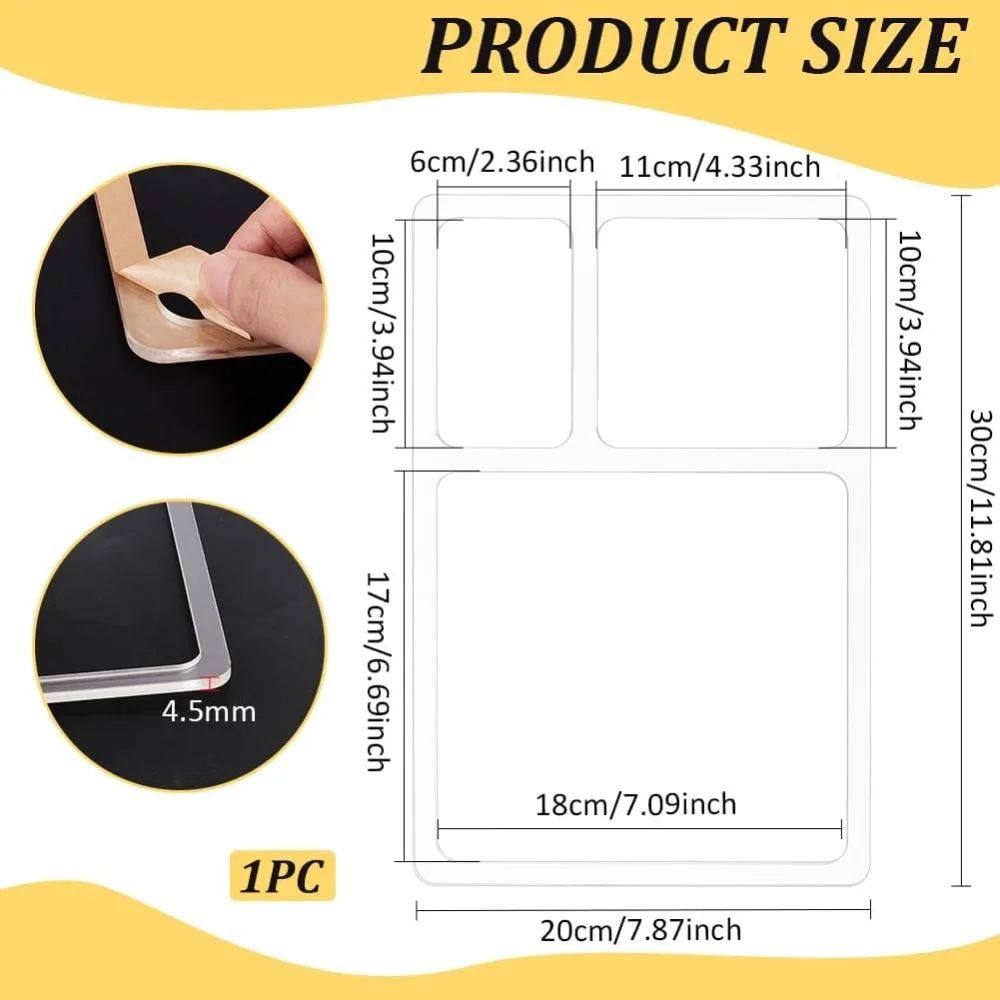 3 Pocket Valet Tray Router Templates Rectangle Clear Acrylic Template Woodworking Router Template Transparent Router Inlay view 2