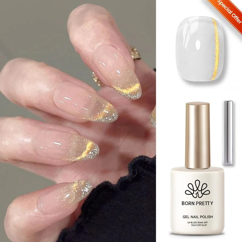 

BORN PRETTY 15ml Golden Ribbon Gel Nail Polish Spaking Glitter Auoras Soak Of UV LED Salon Home Nail Art Decoration Manicure