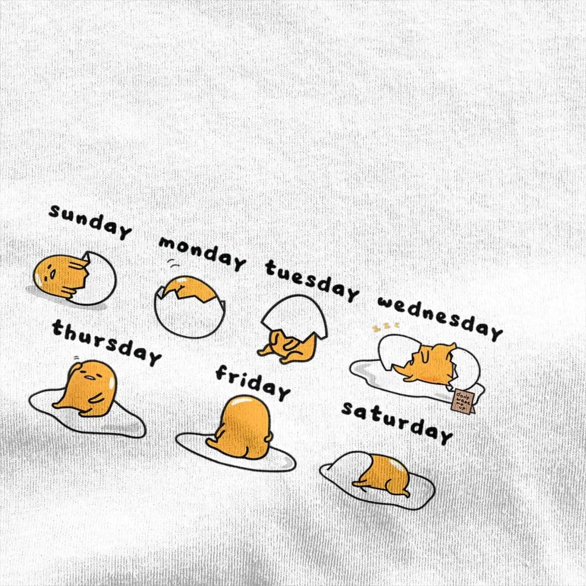 Gudetama Days Of The Week T Shirt Men Y2K Casual Cotton T Shirts Summer O Neck Popular Tee Shirt Print Oversized Clothes