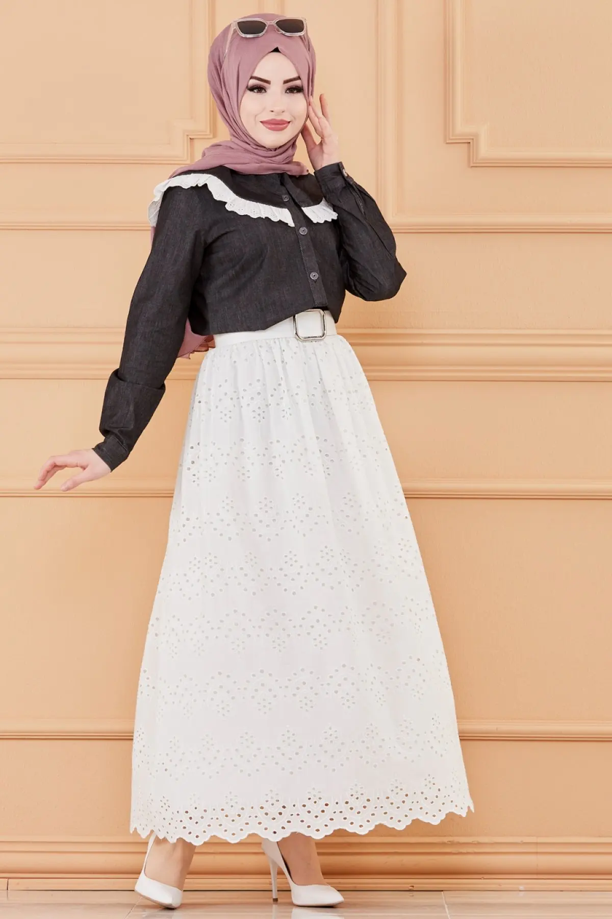 

Shirt Skirt Black Muslim women hijab 2021 Winter Women Bottom Hijab Clothing Headscarf women abayalar for Turkey Dubai