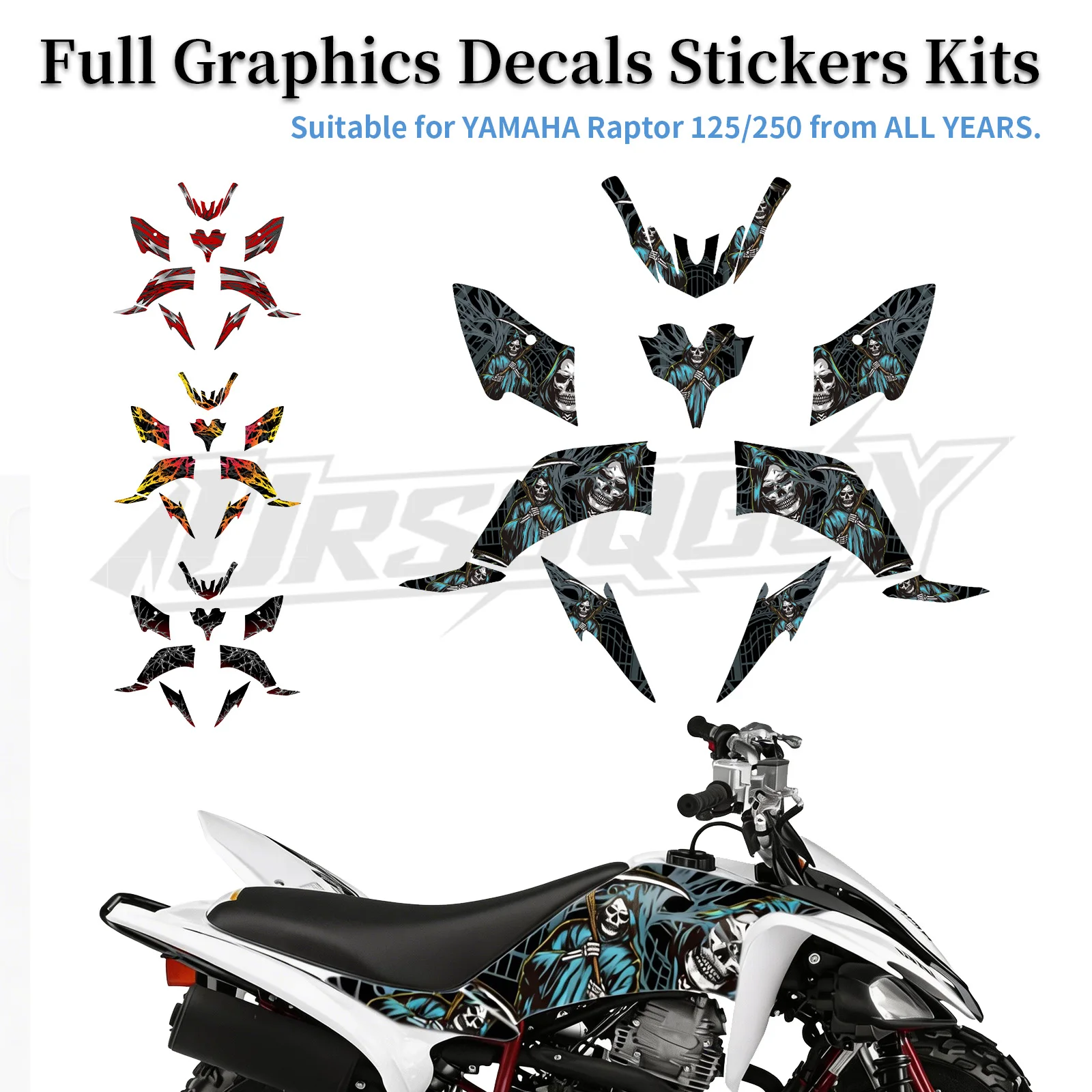 ATV Decoration Graphics Background Decals Stickers Kit Fit for Yamaha Raptor 125 250 Raptor125 Raptor250 YFM125 YFM250 2008-2013