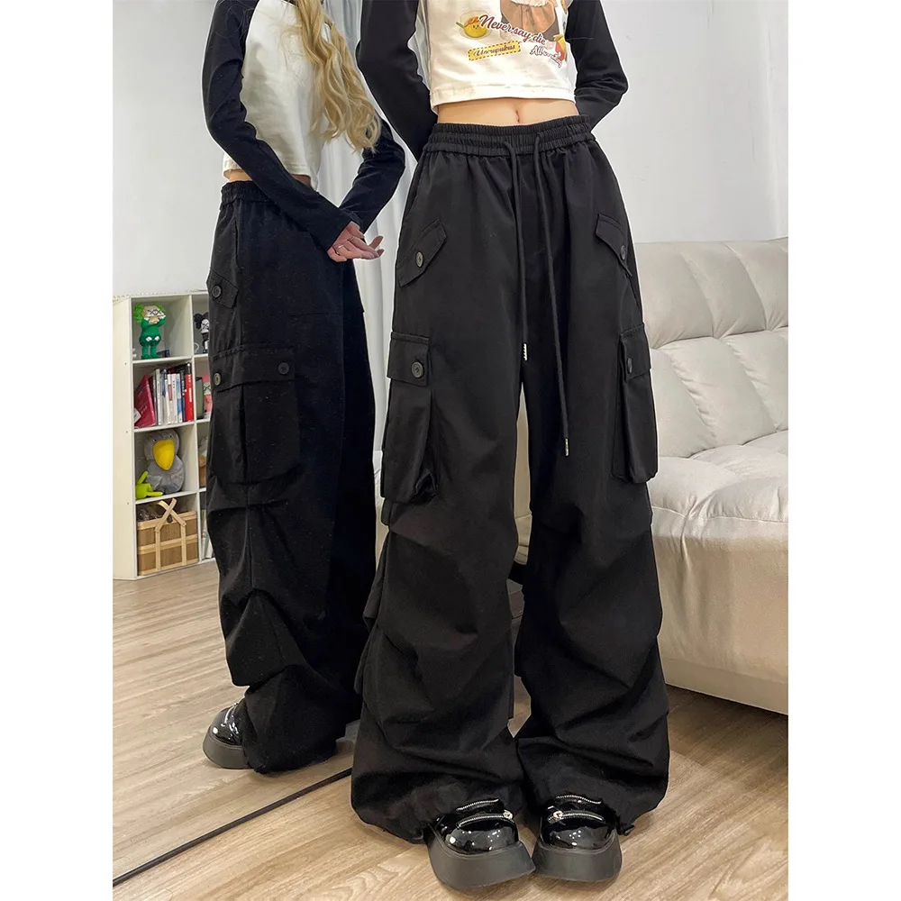 Women's Pants Cargo Casual Pleated Hip Hop Trendy Harajuku Baggy Pants Grunge Emo Y2k Sweatpants Street Wear Trousers Female 90s