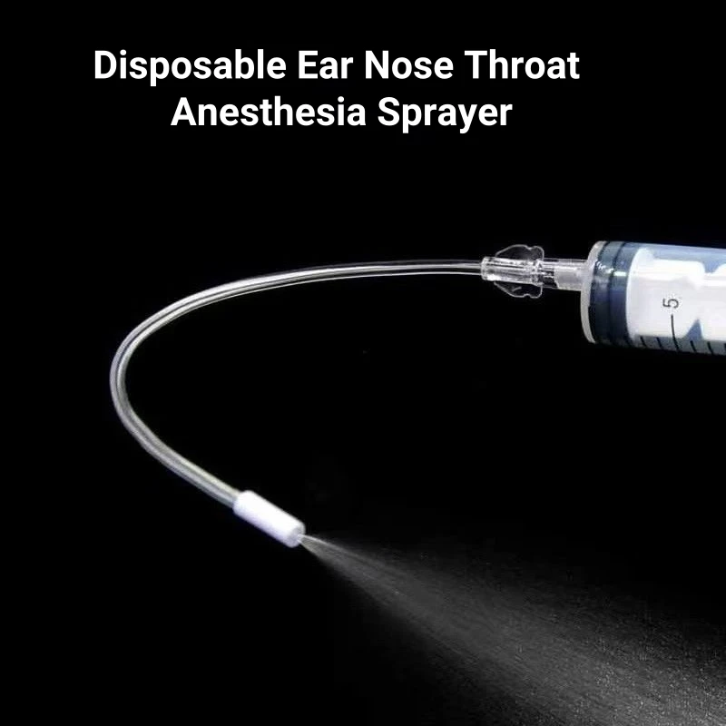 10Pcs Disposable ENT Anesthesia Sprayer Laryngeal Tube Throat Sprayer Dosing Nozzle Veterinary Equipment Accessory for Pets Care
