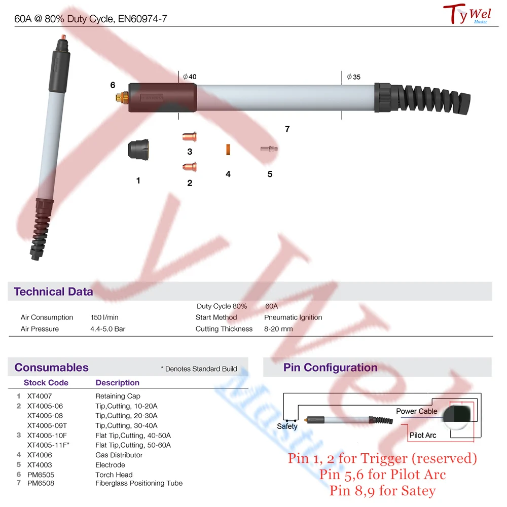 60A No HF CNC PT60 PTM-60 Plasma Cutting Torch 8m TP60 Robot Automatic Metal Cutter