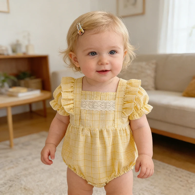 2026 Neuer Sommer 0-24M Neugeborenen Baby Strampler Kurzarm Baumwolle Bedruckt Koreanischer Stil Kletteranzug Kinder Süßer Strampler