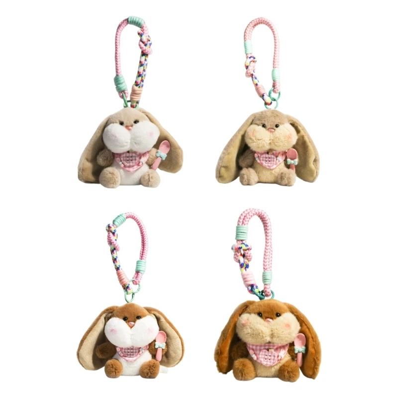 62KE Lovely Plush Rabbits Keychain Adorable Gift For Friend And Family