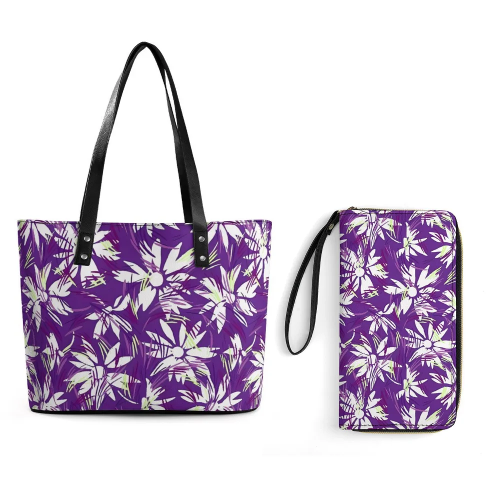 

Tax Free Customizable Fashionable Handbag Set Of Polynesian-Style Printed Women'S Single-Shoulder Bag And Wallet