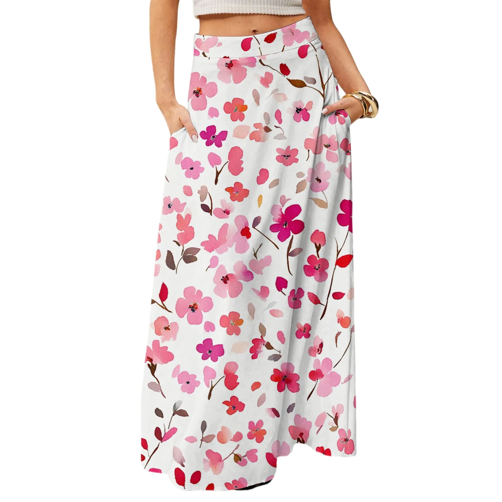 

Женское струящееся платье макси, обычная повседневная летняя богемная юбка с цветочным принтом, юбки для женщин, женские юбки, юбки для женщин
