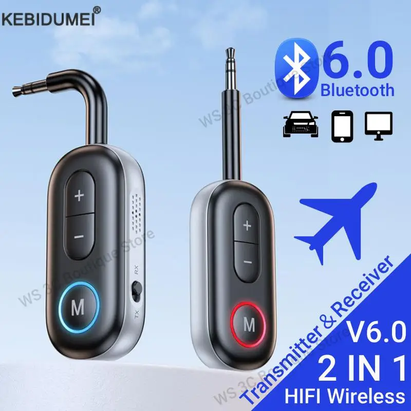 Bluetooth 6.0 récepteur émetteur 3.5mm AUX Jack Hifi stéréo musique sans fil adaptateur Audio pour TV PC casque voiture kit haut-parleur