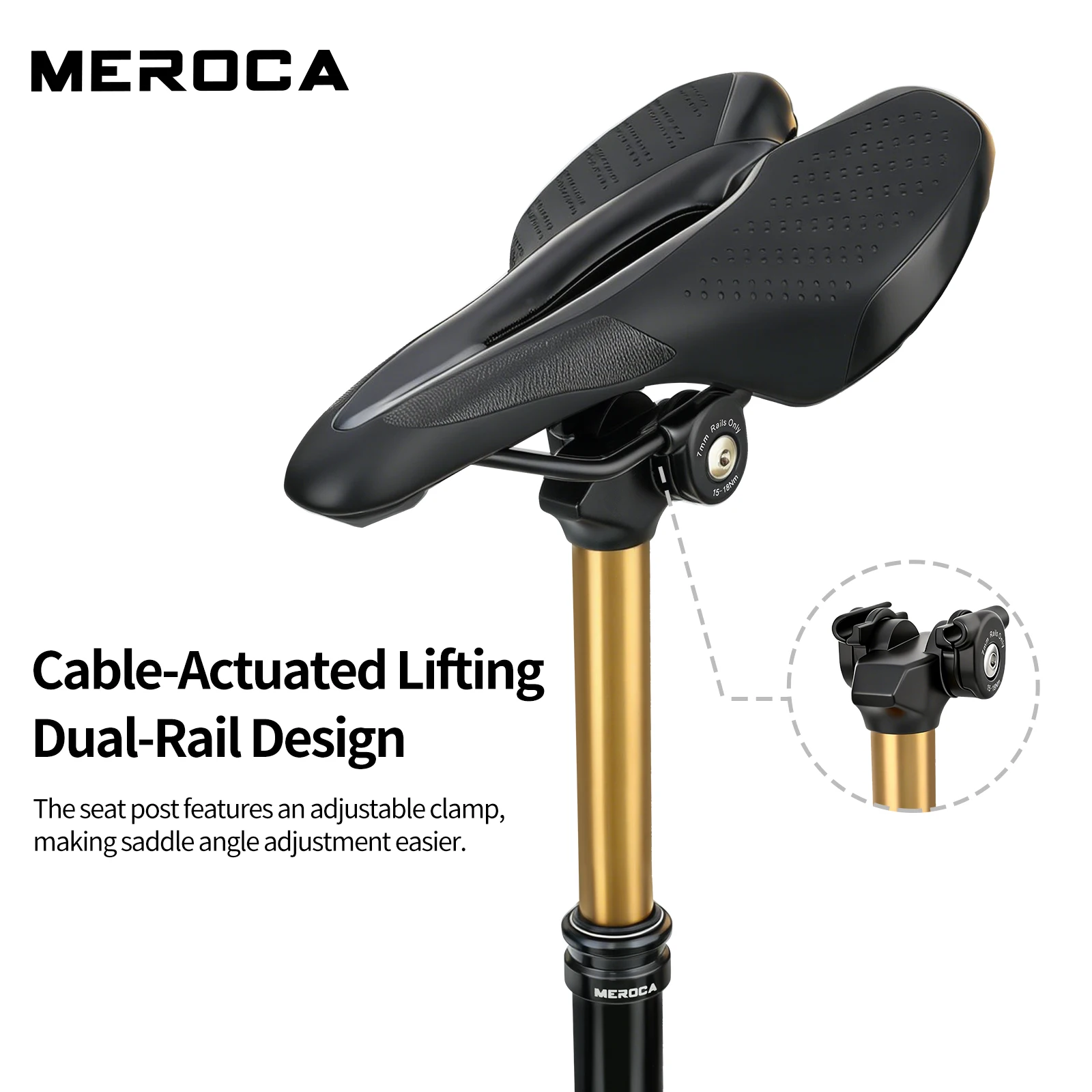 

MEROCA Bicycle Wire Controlled Dropper Seatpost 27.2/30.9/31.6mm Black Gold Aluminum Alloy MTB Seat Post Cycling Accessories