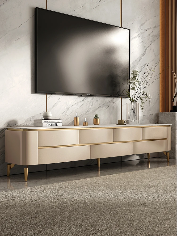 Italian light luxury rock panel TV cabinet coffee table combination simple modern living room