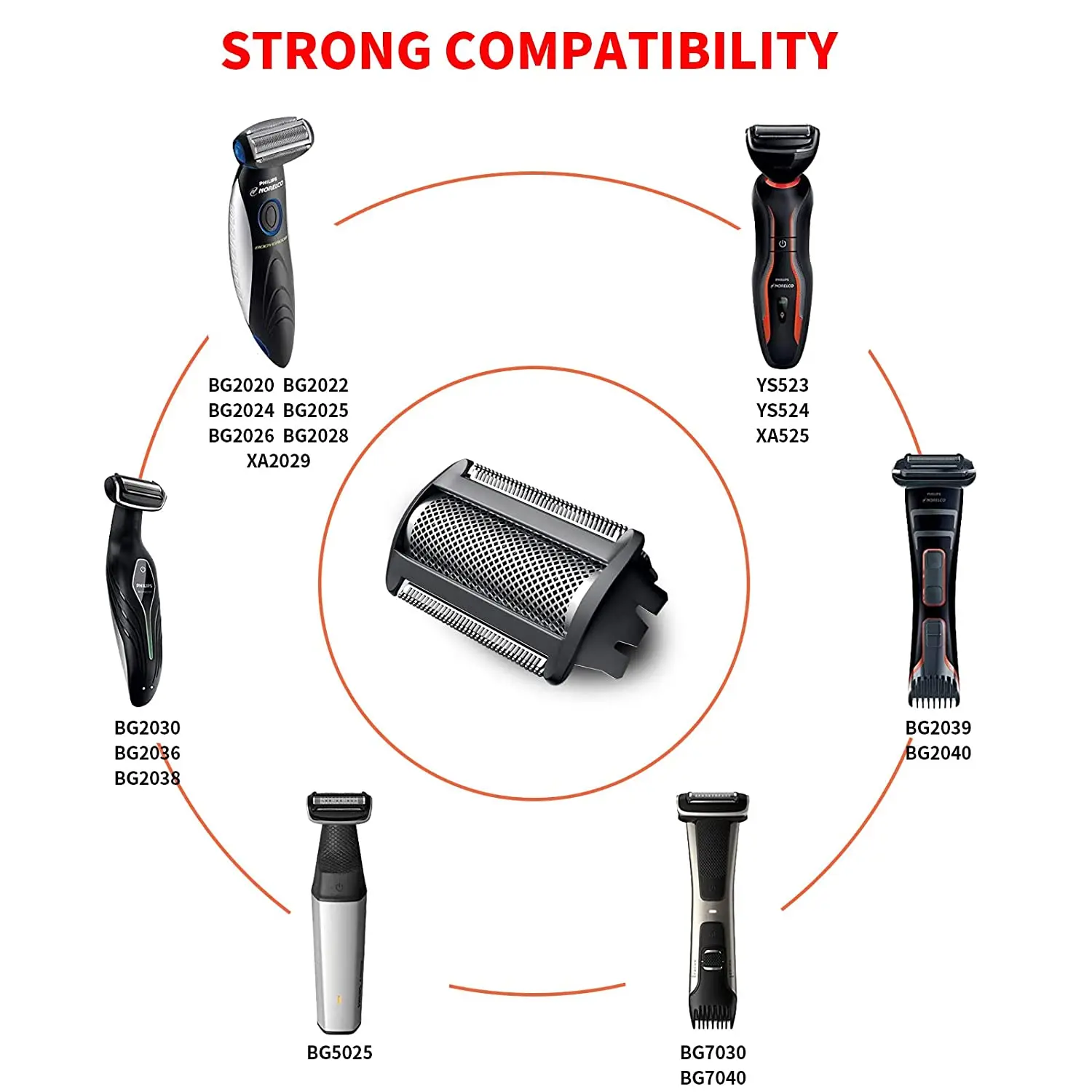 Professional Replacement Foil Head For Philips Norelco Bodygroom Series 7000(BG204x),Series 3000(BG203x),Series 3000(BG202x)