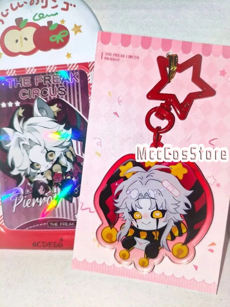 

The Freak Circus Pierrot Q-Version 58Mm Double Acg Flash Badge Cute Keychain Cartoon Bag Decor Acrylic Pendant Girl Birthday Gif