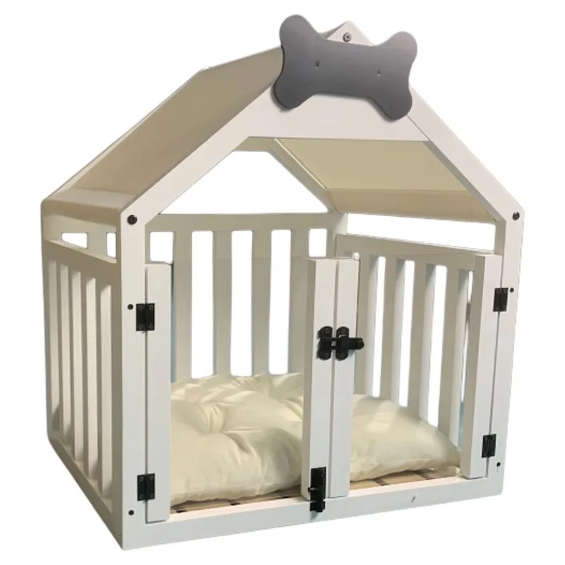 Solid wood kennel cage house, indoor corgi small dog teddy all-season removable cat kennel dog house pet bed
