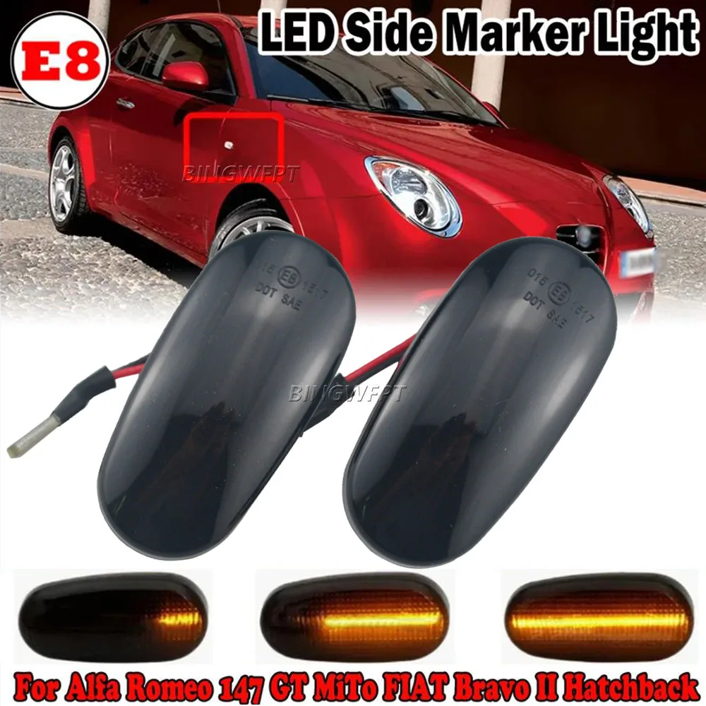Sekwencyjne migające boczne światła kierunkowskazów LED do Alfa Romeo Mito 147 GT 147 przed liftingiem Do FIAT Bravo II MK2