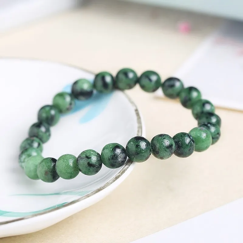 JD Natural Red Green Epidote Zoisite Beaded Bracelet Women Fashion Reiki Energy Healing Lucky Rope Bangles Couples Jewelry Gift