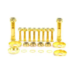 26pcs Skateboard Parts golden color combo 8pcs skateboard hardware 2pcs skateboard truck kingpin 4pcs cup washer bearing rings