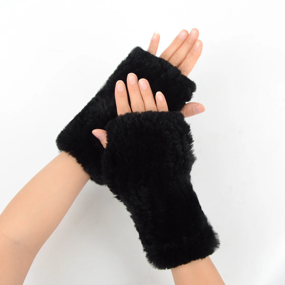 JKP Autunno Inverno Femminile Plaid Senza Dita Guanti da Donna Bellissimi 100% Vera Pelliccia di Coniglio Rex Marchio di Moda Genuino naturale