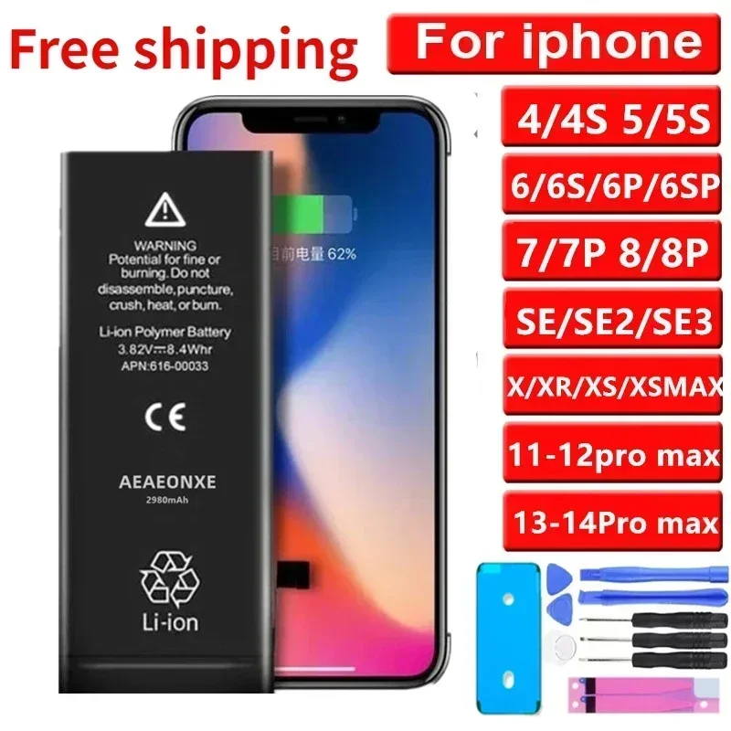 

Original 0 Cycle Replacement Bateria for IPhone 6 6S 7 8 Plus X XR XS Max 11 12 MINI 13 14 Pro Max Mobile Phone Battery