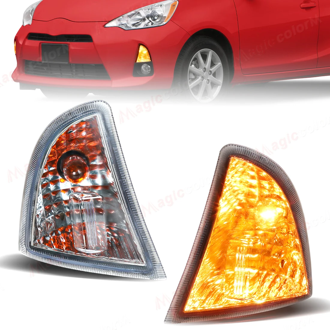 

Для Toyota Prius C 2012-2014: передние боковые угловые фонари, желтые указатели поворота, автомобильные аксессуары, номер детали 81521-52040