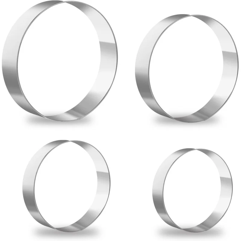 Runder Ausstecher, 4 Stück Ausstecher, runde Ausstecher, runder Ausstecher, runder Ausstecher, rundes Ausstecher aus Edelstahl für Gebäck