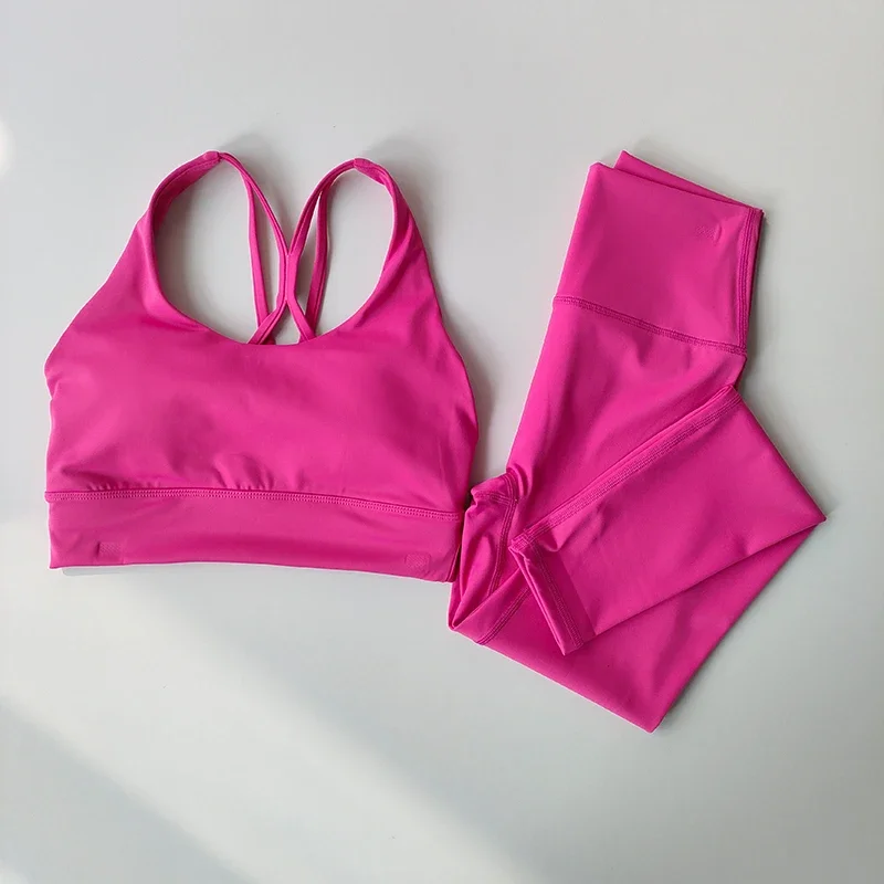 Yoga-Anzug für Damen Hochwertige Sport-BHs Leggings Figurformend Hüftliftend Sport-Fitness-BHs und Leggings Tanktop Atmungsaktives Set – Detail 7