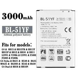 BL-51YF  Replacement Battery For LG G4 H818 H810 H815 VS999 F500 F500K F500S F500L H630 H540 Authentic Batteries 3000mAh