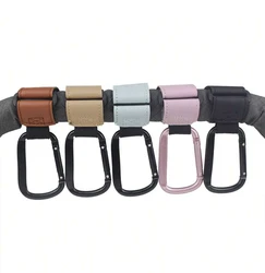 1/2pcs PU Leather Baby Bag Stroller Hook Pram Cart Organizer 360 Degree Rotatable Hook High-quality Crochet Stroller Accessories
