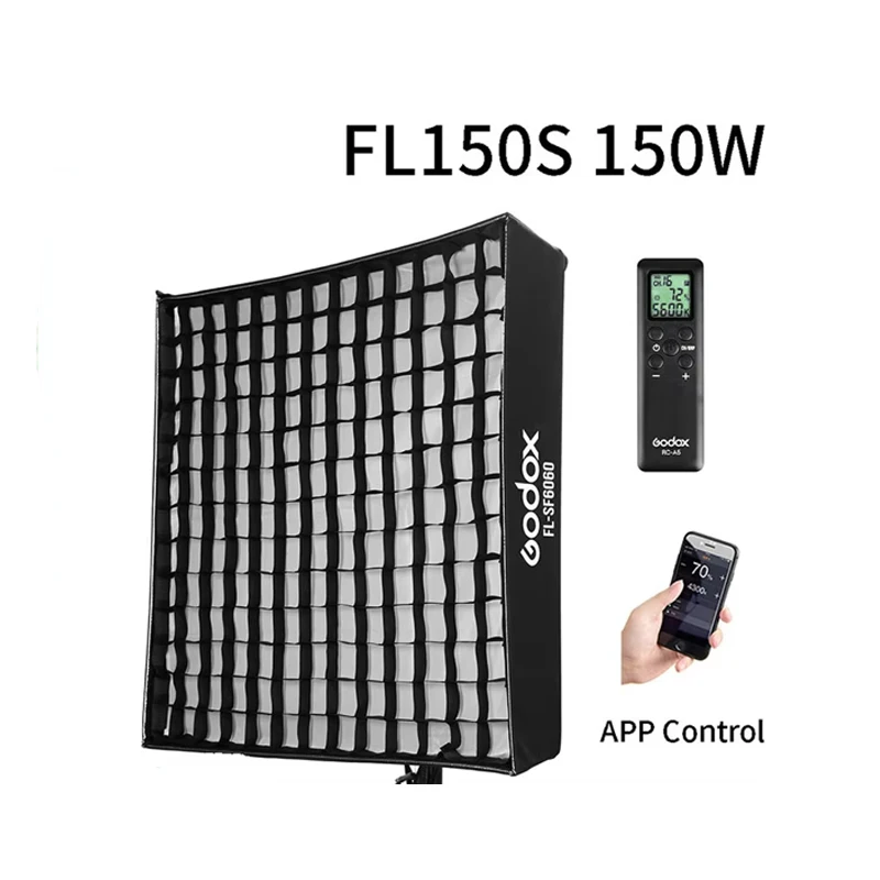 Godox FL150S 150W Flexible LED Video Light Rollable Cloth Lamp with Honeycomb Grid Softbox + Controller + Remote Control and APP