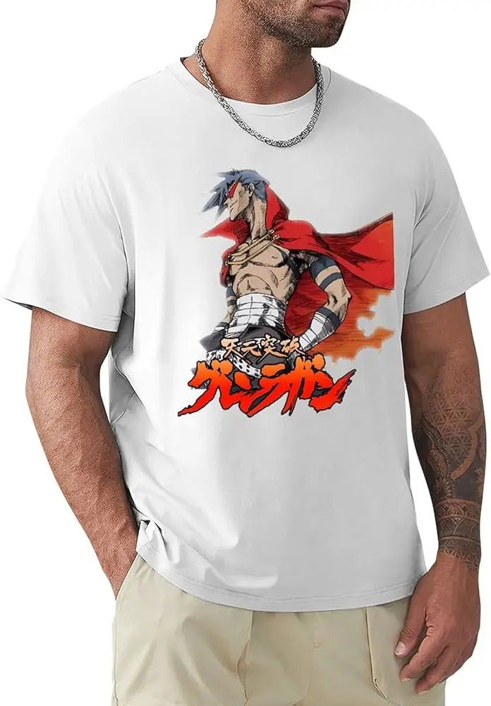 Gurren Anime Lagann Shirt Men's Ventilation Comfortable Crew Neck Tee Top Youth Trend Versatile