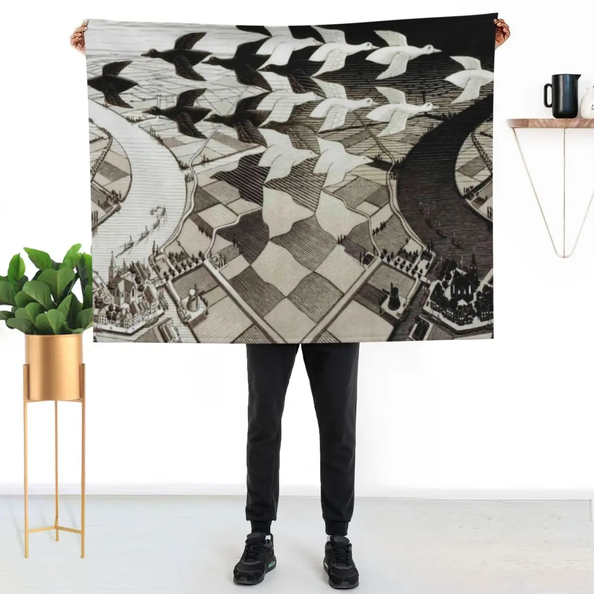 Day and Night by Maurits Cornelis Escher Throw Blanket Sofa Quilt Designers Custom Sofa Hairy Giant Sofa Blankets