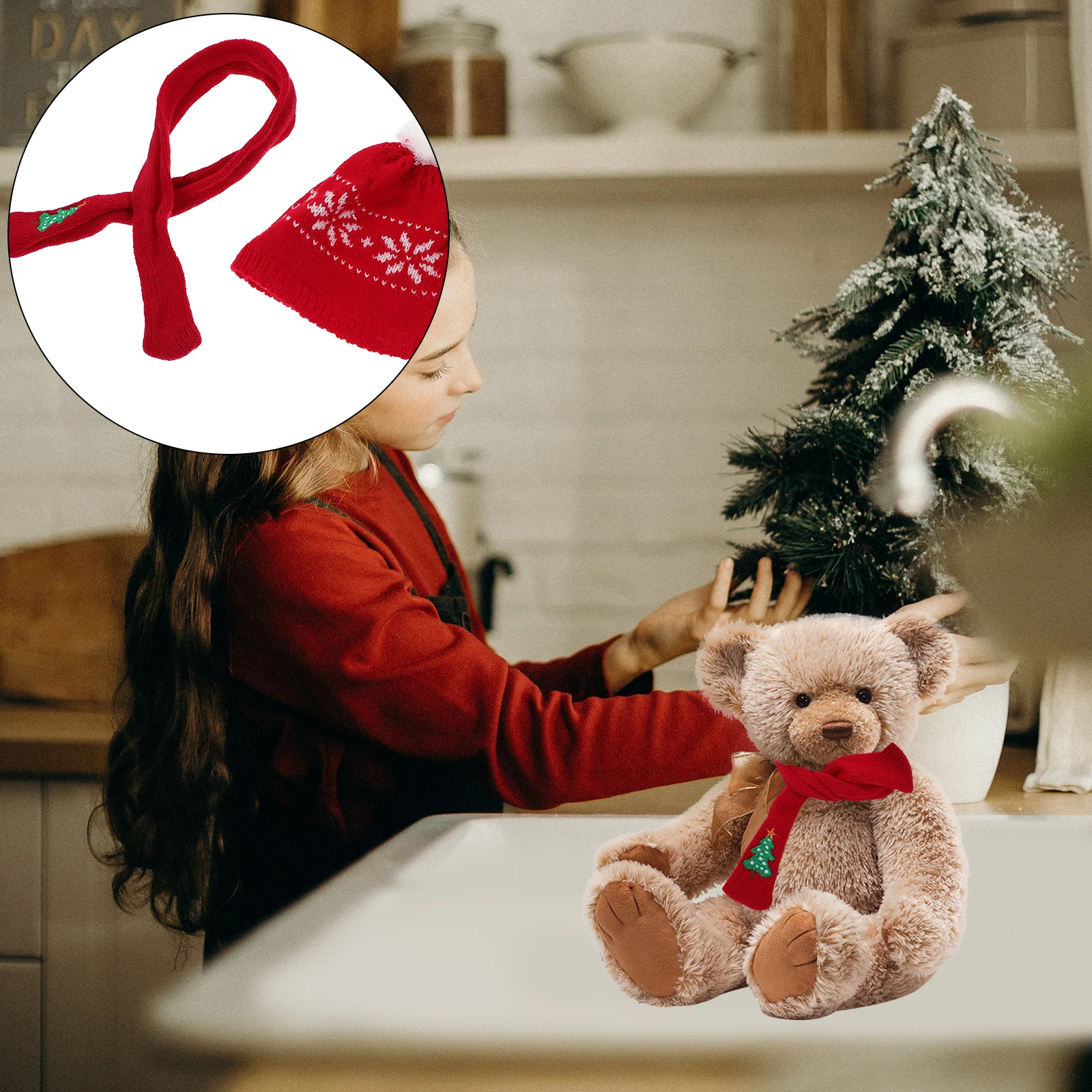 

1Set Christmas Mini Snowman Hat Scarf Knitted Xmas Tree Decoration Compact Wear Resistant Winter Decor Mini Knitted Hat