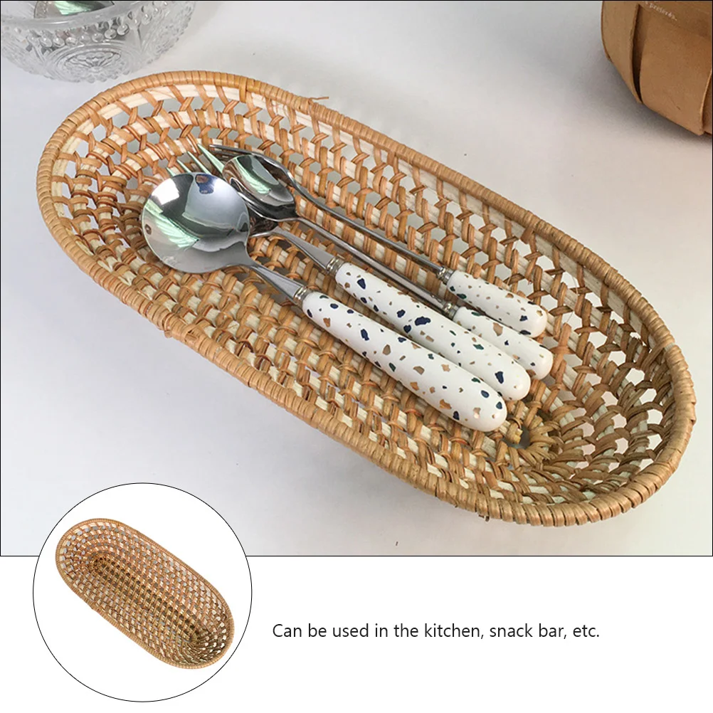 

1Pcs Tableware Storage Basket Premium Woven Organizer for Kitchen Cutlery Snacks Bread Desktop Household Use Yellow
