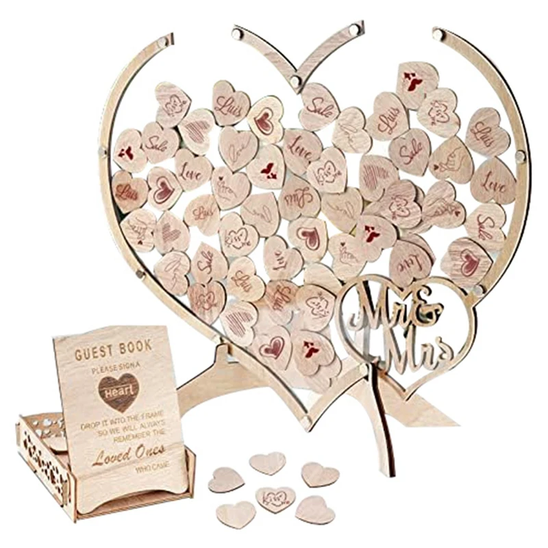 

Wedding Guest Book, Guest Book With Wooden Heart Drop Box Wedding Party, Wedding And Reception Decoration Durable Well-Made