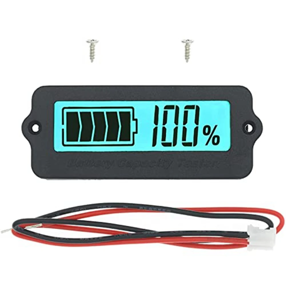 12V LY6W Lead Acid Battery Capacity Indicator LCD Digit Display Meter Lithium Battery Power Detector Voltmeter(Blue)