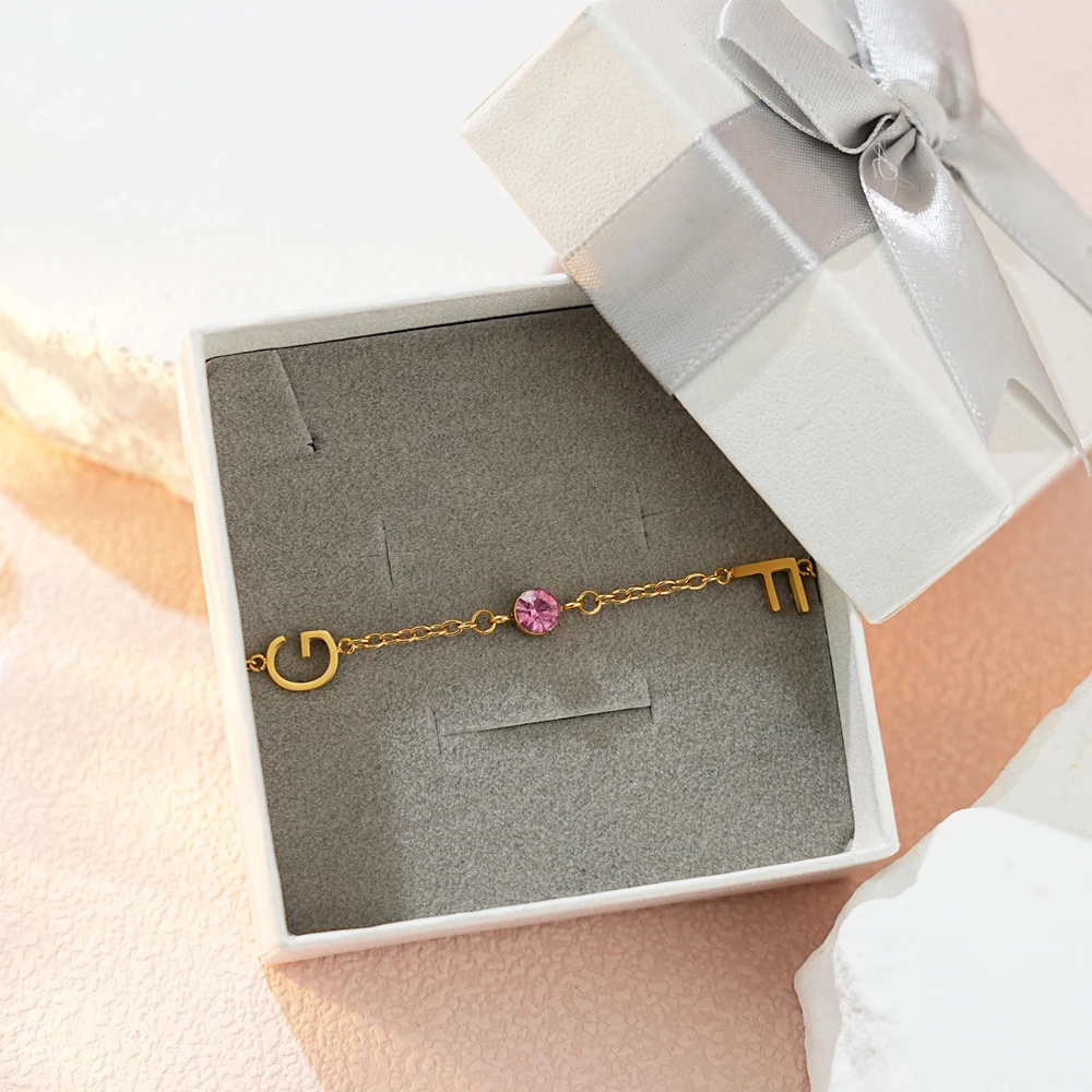 مخصص الأولي رسالة سوار للنساء الفولاذ المقاوم للصدأ A-Z الأبجدية أساور شخصية مجوهرات هدية عيد الميلاد