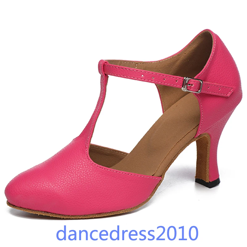 

Women's Leather Latin Modern Dance Shoes Ladies Salsa Tango Ballroom Party Sneakers Girls High Heel Closed Toe Dancing Shoes 2Co
