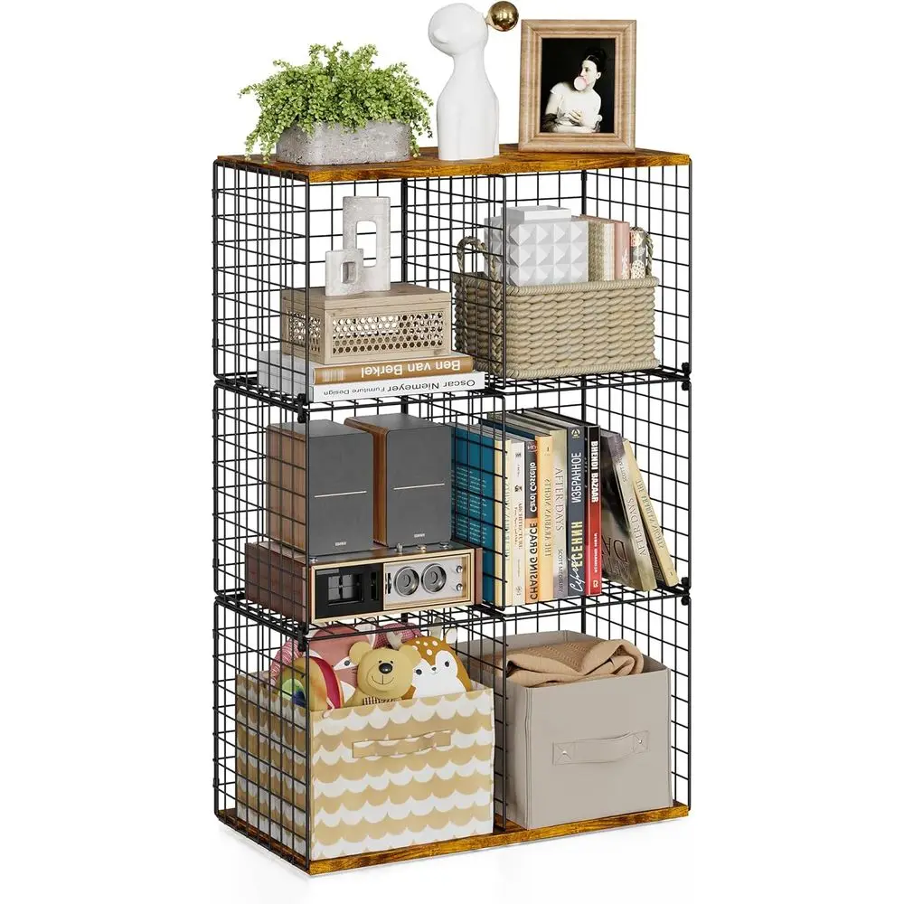 

Прочный органайзер на 6 ячеек (11,8 дюйма) с деревянной крышкой для хранения, идеально подходит для дома, офиса и гардеробных.