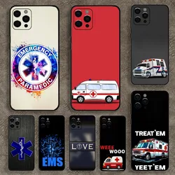 EMT EMS Ambulance Phone Case For Apple iPhone 15,14,13,12,11,Pro,X,XS,Max,XR,Plus,Mini Soft Black Cover