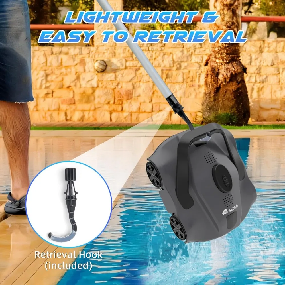 Robotic Pool Cleaner, 1076 Sq.Ft Coverage, 130mins Runtime, Cordless Pool Vacuum for Above Ground/Inground Pools (Basic Version)