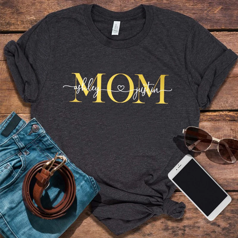 

Mom Shirt Mama Tshirt Personalized Mom Shirt Names Shirt Mom Gift Customized Mom Clothes Fashion Mother's Day Gift Vintage XL