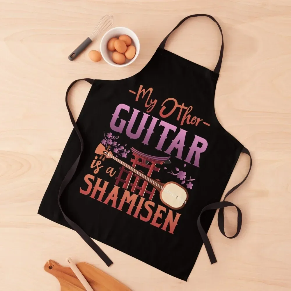 

My Other Guitar Is A Shamisen Apron kitchen clothes Waiter Uniforms Apron